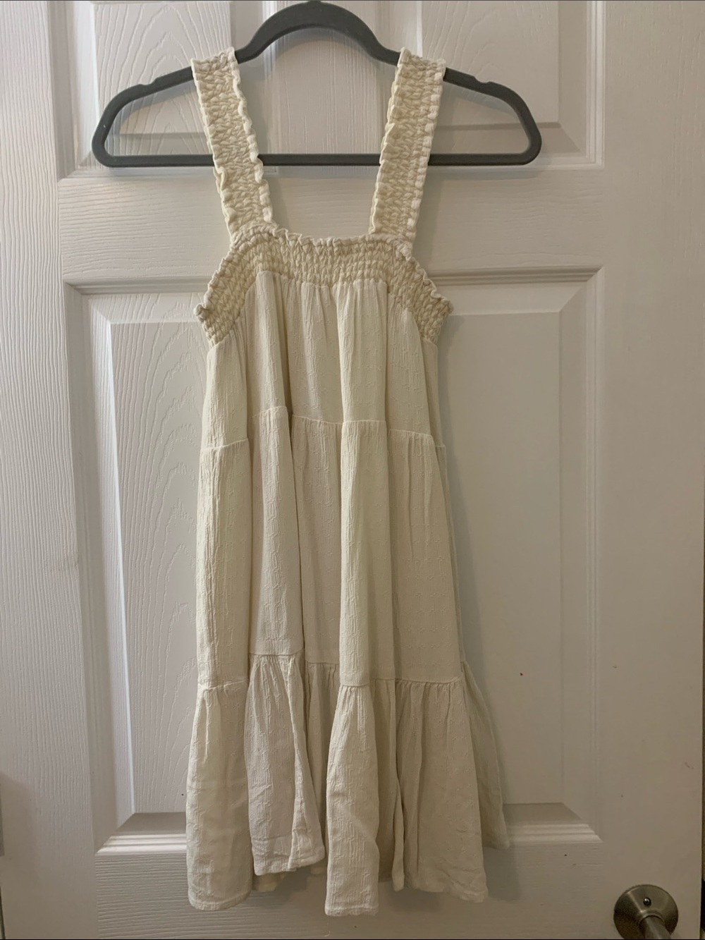 American Eagle Outfitters Cream Smocked Strap Mini Dress